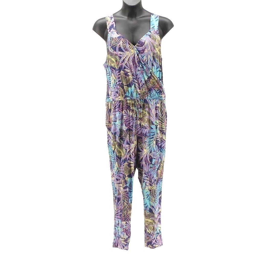 Skinnygirl Miranda Tie-Waist Jumpsuit Exotic Palms - Picture 2 of 8